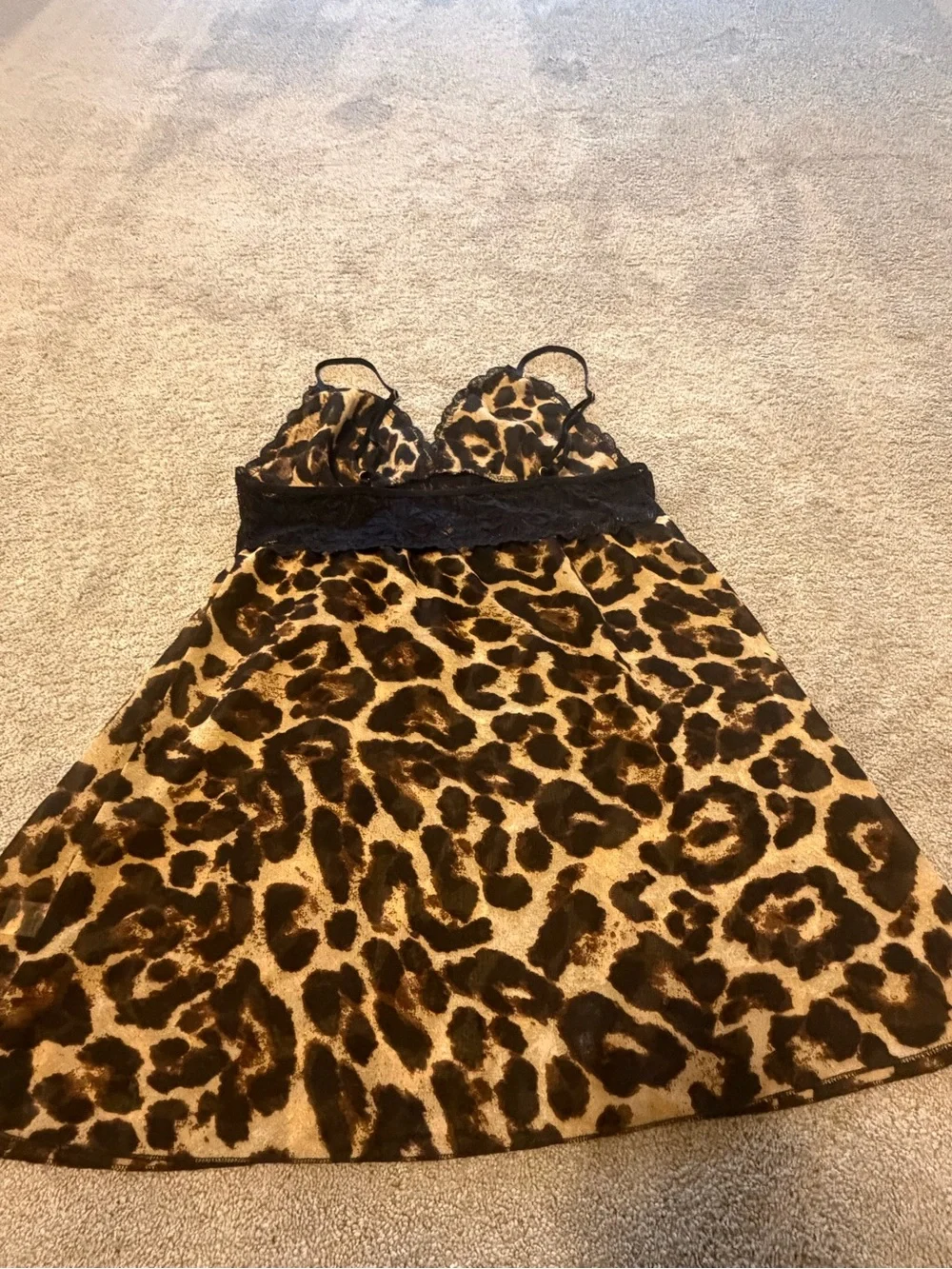 Leopard Lace-Trim Chemise and Robe Set - Women Intimates & Sleepwear